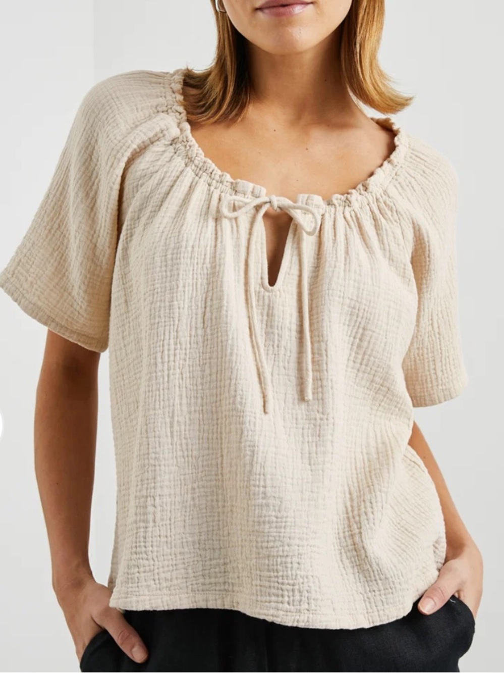 Rails Judith Organic Cotton Gauze Blouse Flax XS